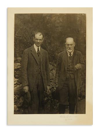 (SCIENTISTS.) FREUD, SIGMUND. Photograph Signed and Inscribed, To his dear H.W. Frink / Freud / 1922, in German,